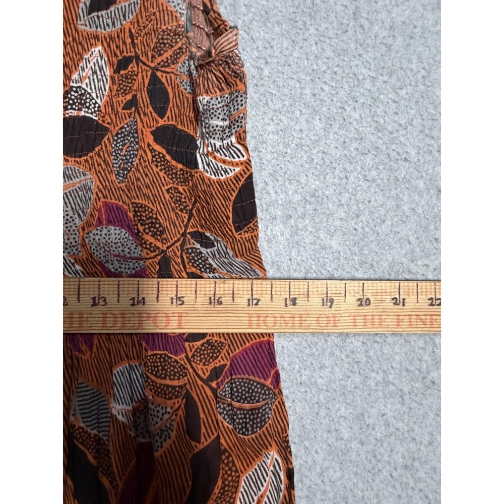 Jane Ashley Dress Womens M Orange Floral Smocked Scoop Neck Maxi Sundress Boho - Picture 10 of 12
